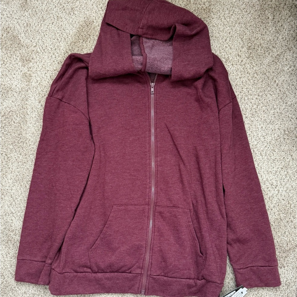Youth Burgundy Zip-Up Hoodie